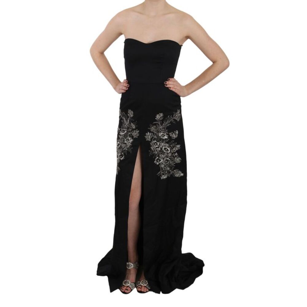 John Richmond Black Sequined Flare Ball Gown Women's Dress